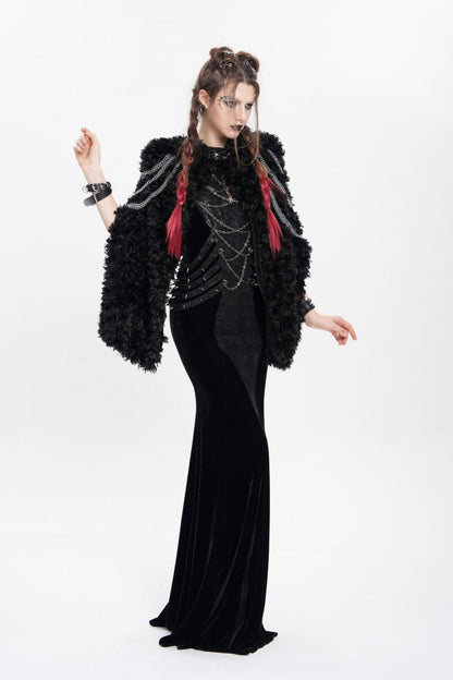 Black Halterneck Sleeveless Rivet Straps Chain Women's Punk Dress