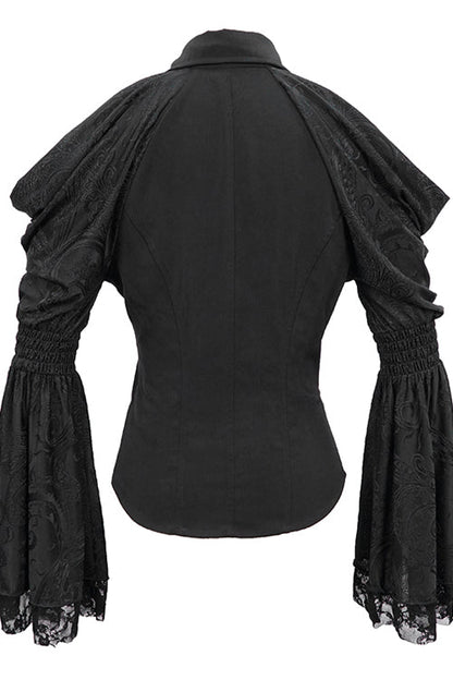 Black Off The Shoulder Trumpet Sleeves Sexy Womens Gothic Blouse