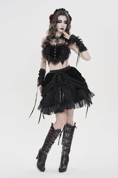 Black Multi-Layered  Tassels  Chain-Decorated Women's Gothic Skirt