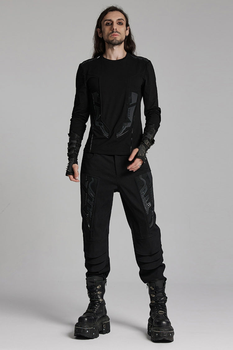 Black 3D Amor Patch Stitching Men's Punk Pants
