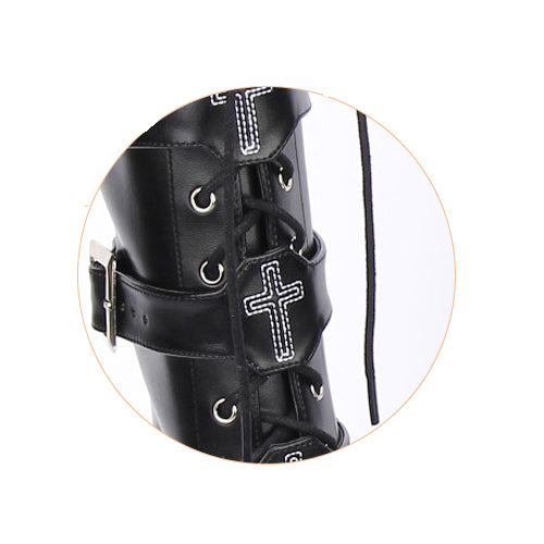 Black Cross Adornment High Platform Lolita Boots
