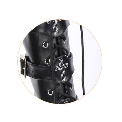 Black Cross Adornment High Platform Lolita Boots