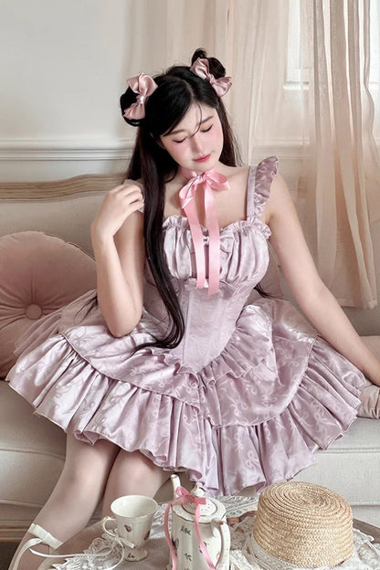Angel Ribbon Multi-layer Ruffle Lace Sweet Lolita Dress 3 Colors