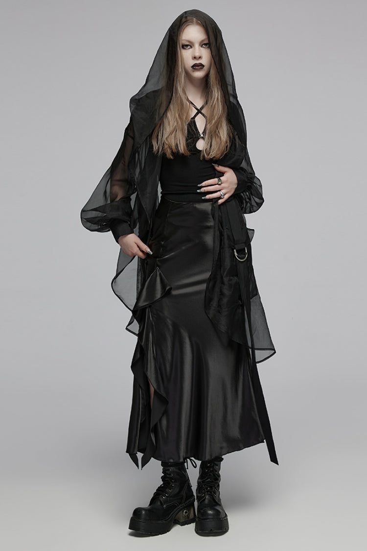Black Halterneck Drop Hollow Women's Punk Vest
