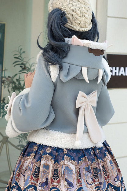 Autumn Winter Double Collar Bowknot Single Breasted Sweet Lolita Cape Coat