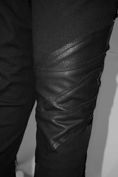Black Heavy Metal Patchwork Hand Painted Pockets Mens Pants