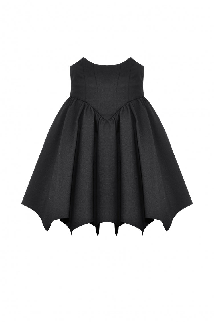 Black High Waisted Batwing Hem Women's Gothic Lolita Short Skirt