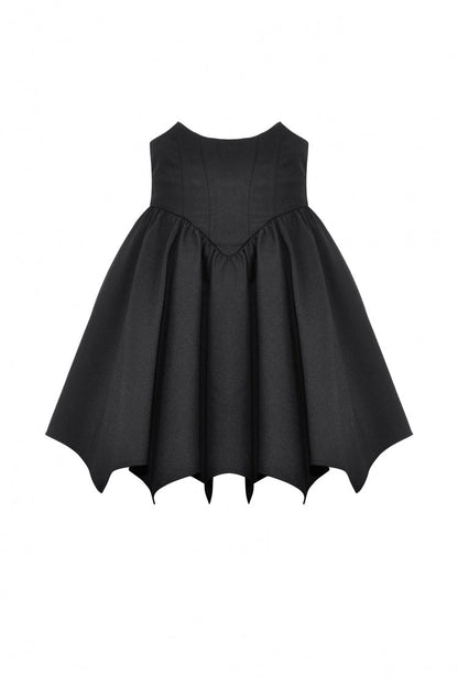 Black High Waisted Batwing Hem Women's Gothic Lolita Short Skirt