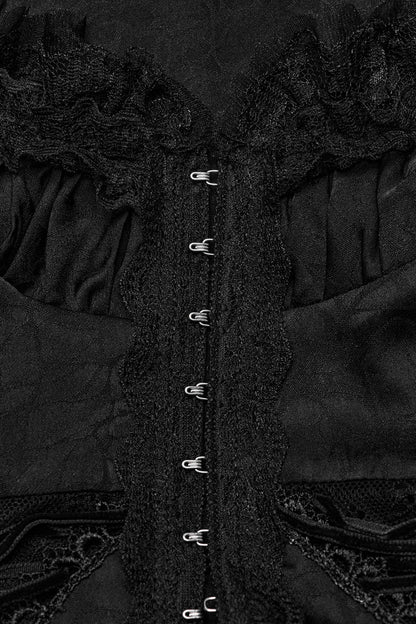 Black Gorgeous Adjustable Tightness Long Puff Sleeves Womens Gothic Blouse