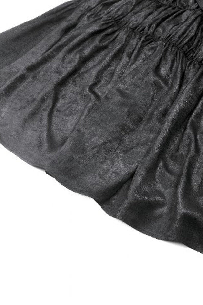 Black Lace Square Collar Short Puff Sleeves Lace-Up Ruched Women's Gothic Wedding Dress