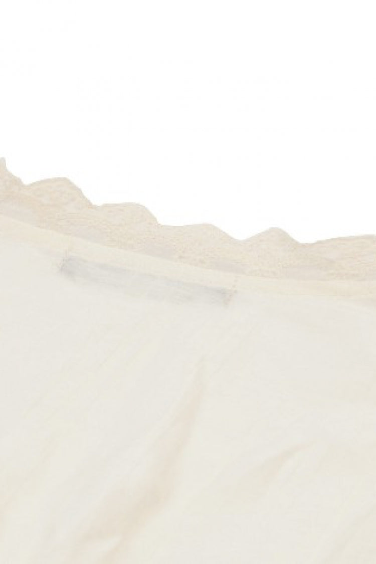 Beige V Collar Long Trumpet Sleeves Multi-Layered Lace-Up Women's Stempunk Blouse