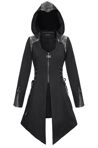 Black Hat Removable Slim Long Womens Gothic Coat