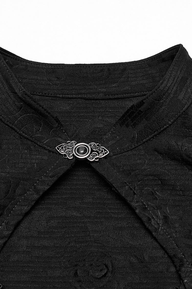 Black Cheongsam Collar Sleeveless Embroidery Women's Prom Dress