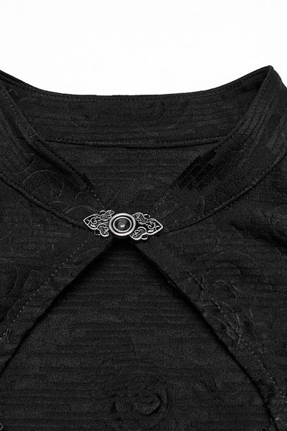 Black Cheongsam Collar Sleeveless Embroidery Women's Prom Dress