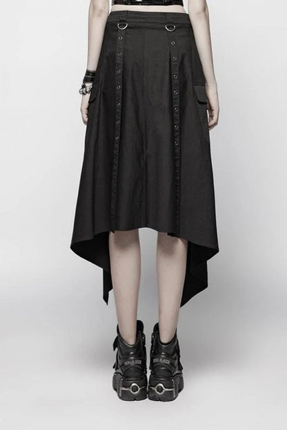 Black Metal Eyelets Detachable Women's Punk Skirt