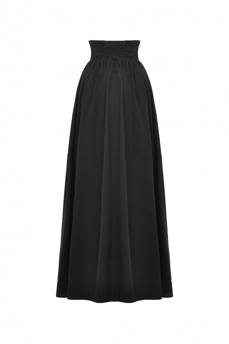 Black High Waisted Heart Embroidered Lace Women's Gothic Maxi Skirt