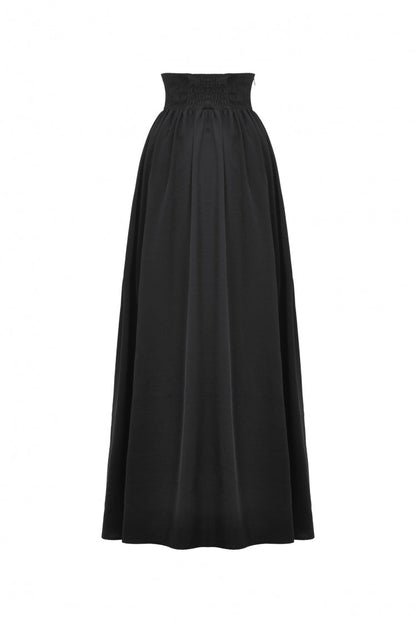 Black High Waisted Heart Embroidered Lace Women's Gothic Maxi Skirt
