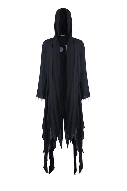 Black Long Sleeves Women's Grungy Gothic Vintage Hooded Coat