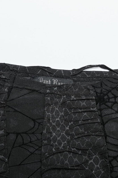 Black High Collar Hollow Spider Mesh Ripped Asymmetric Mens Gothic Vest