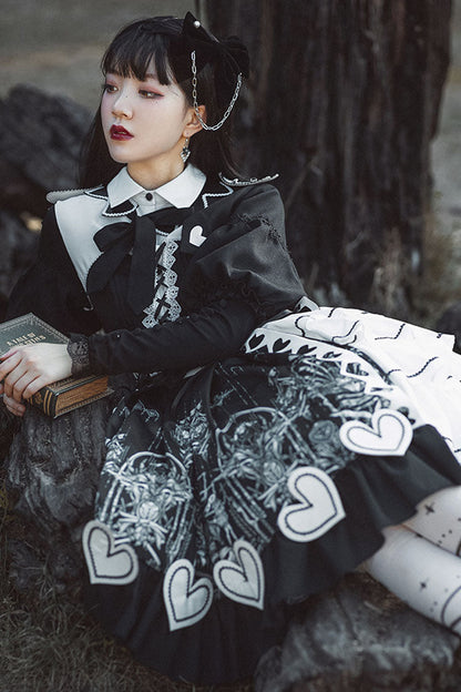 Black Love Eyes Print Retro Classic Lolita OP Dress