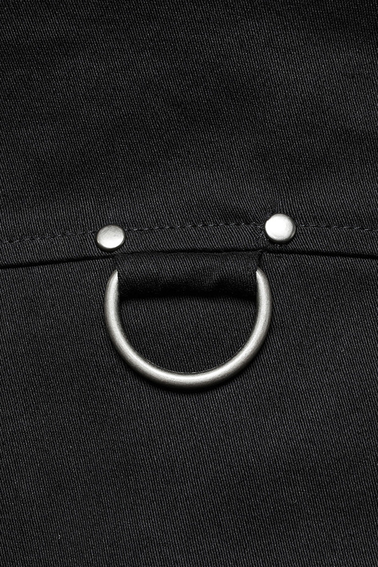 Black Lapel Collar Long Sleeves Rings Men's Punk Blouse