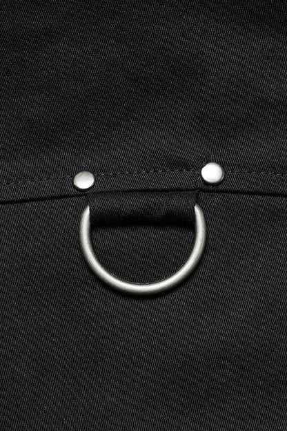 Black Lapel Collar Long Sleeves Rings Men's Punk Blouse
