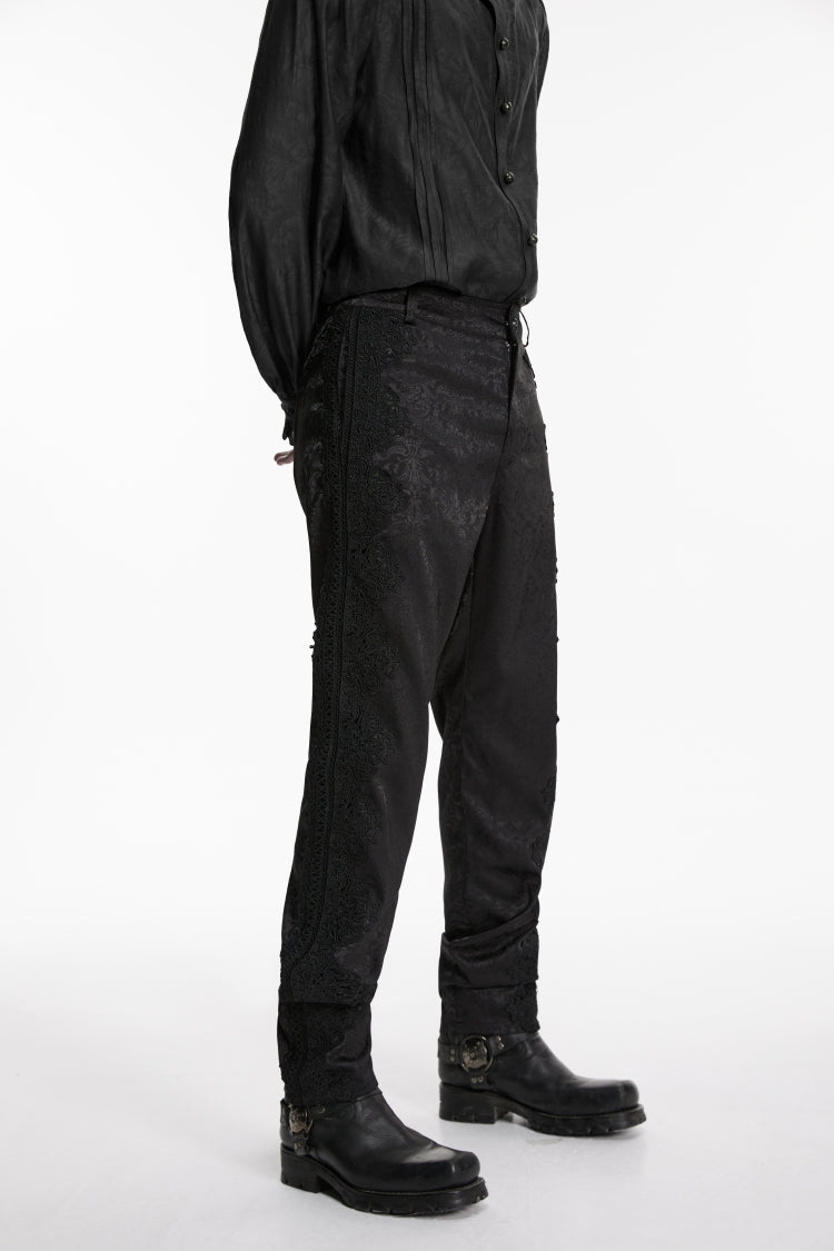 Black Jacquard Slim Men's Gothic Gorgeous Handsome Pants