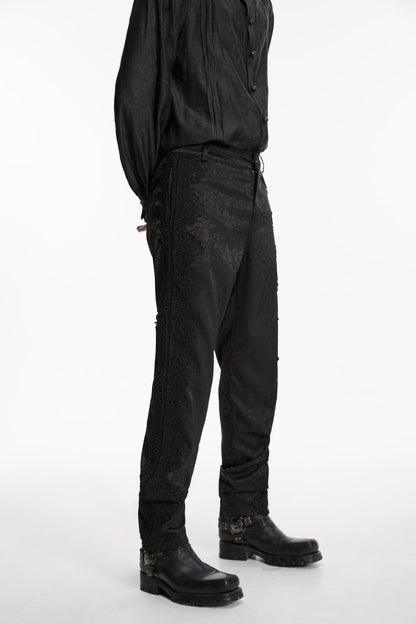 Black Jacquard Slim Men's Gothic Gorgeous Handsome Pants