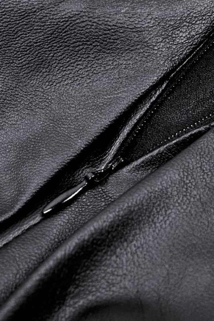 Black Low Waisted Buckle-Up Women's Punk PU Leather Pleated Mini Skirt