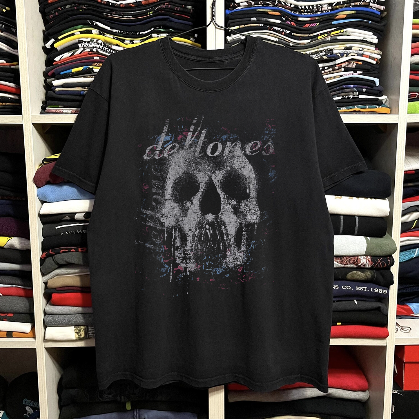 Rare Deftones Skull Washed Black Tee