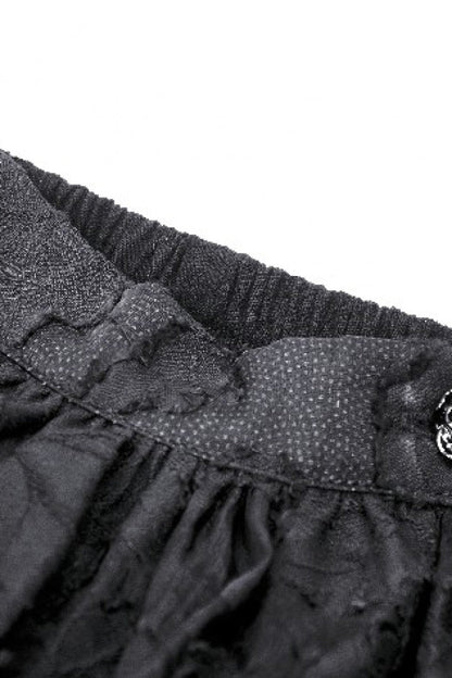 Black Multi-Layered Lace Women's Gothic Puffy Skirt with Detachable Swallow Tail