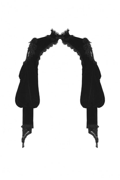 Black Long Lantern Sleeves Lace Spliced Velvet Women's Gothic Cape
