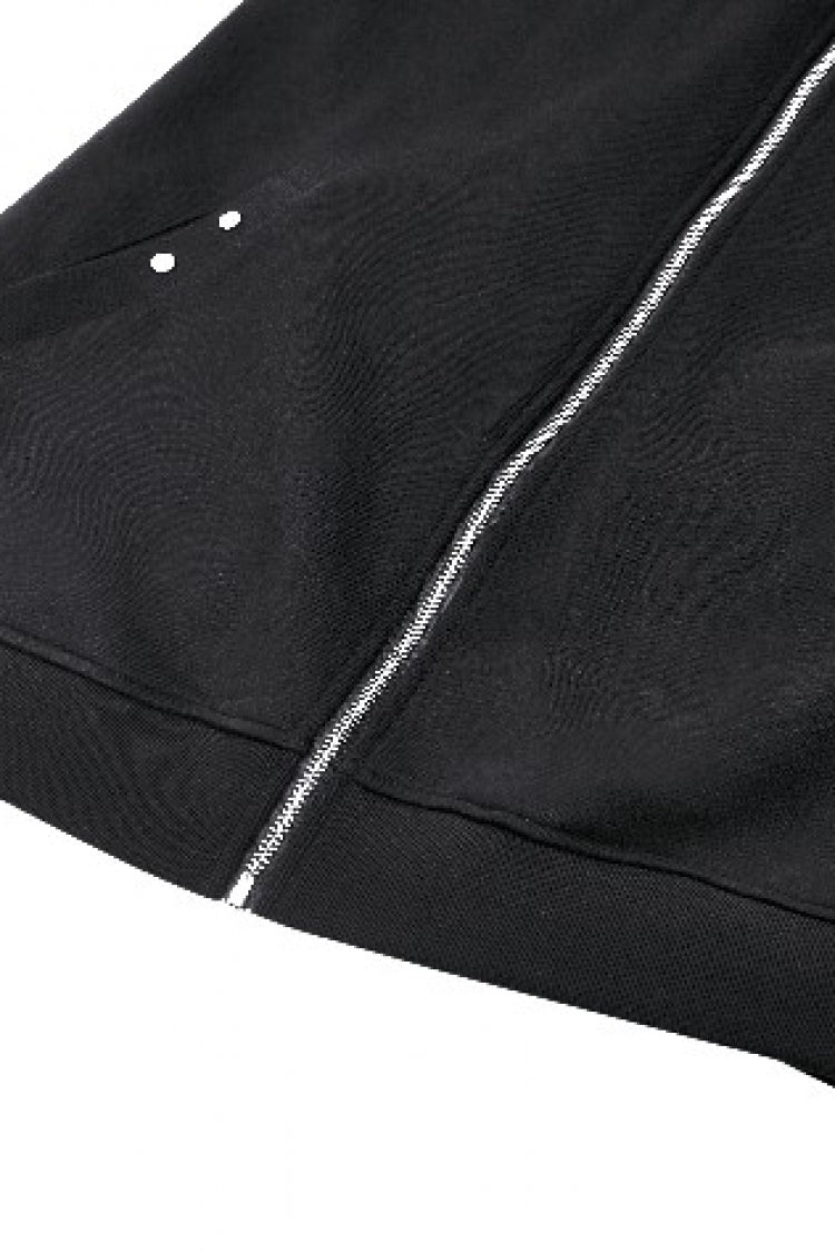 Black Long Sleeves Zippered Women's Gothic Batwing Hoodie