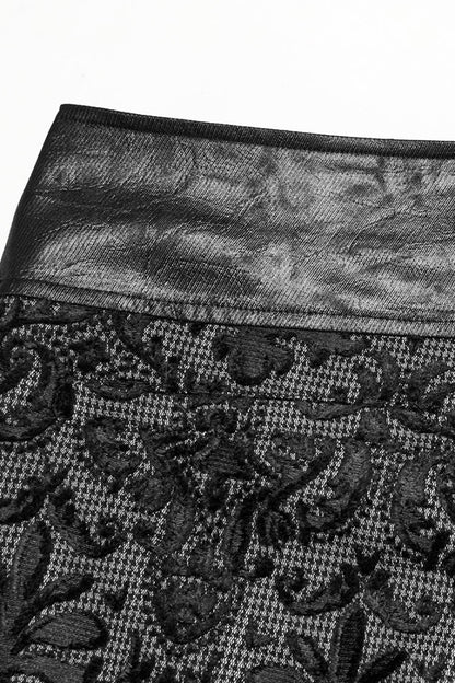 Black Print Floral Embroidery Buckle Men's Gothic Pants