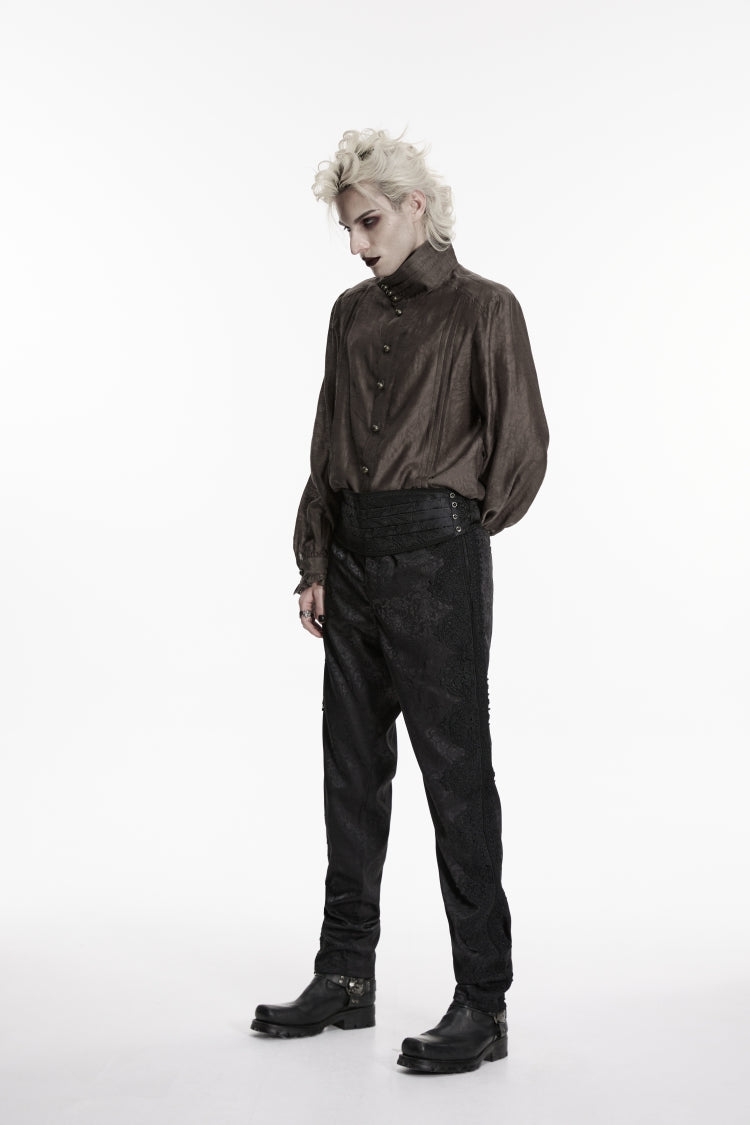 Black Embroidered Pleated Men's Gothic Accessory