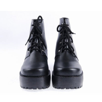 Black Patent Leather High Heels Platform Classic Lolita Shoes