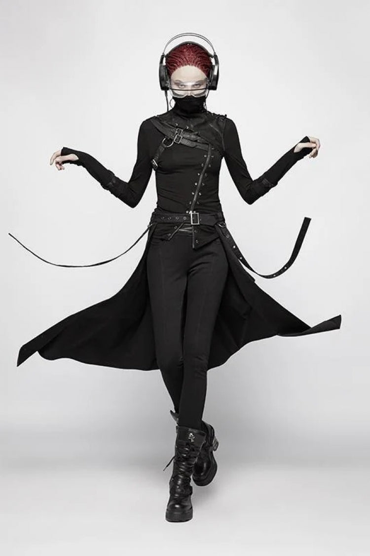 Black Metal Eyelets Detachable Women's Punk Skirt