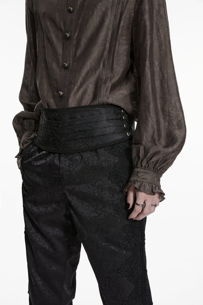 Black Embroidered Pleated Men's Gothic Accessory
