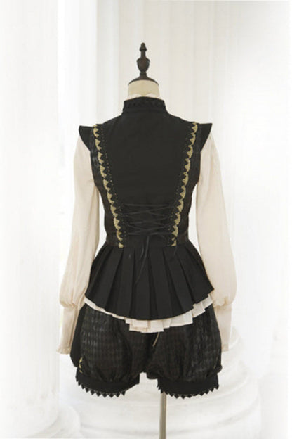 Black Immortal Thorn The Invitation Of The Kingdom Ouji Lolita Vest And Shorts