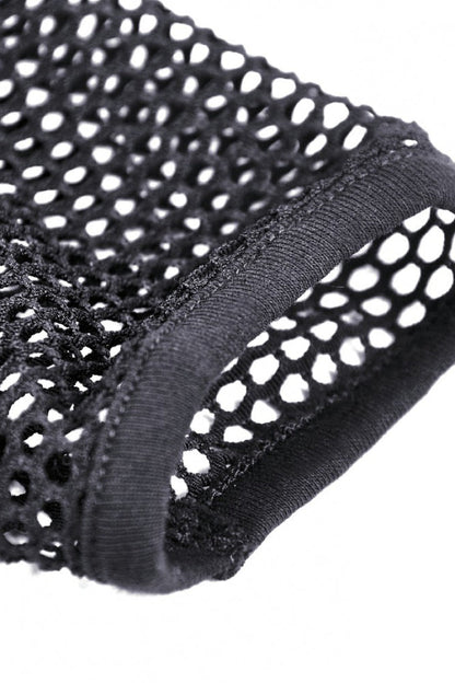 Black Long Sleeves Fishnet Mesh Women's Gothic Punk Hooded Cape