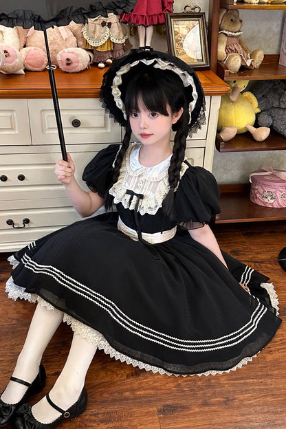Black Doll Collar Short Sleeves Lace Daily Sweet Elegant Princess Lolita Dress