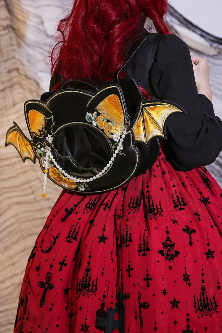 Black Devil Pumpkin Embroidery Gothic Vintage Lolita Bag