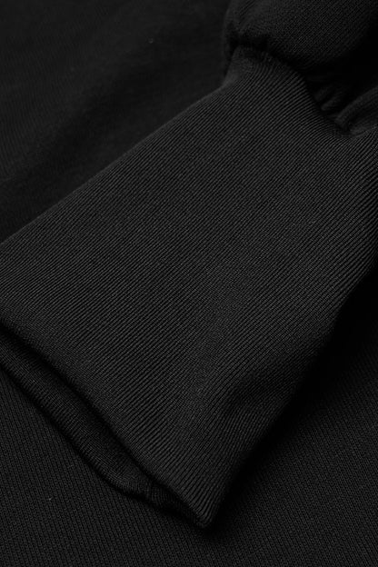 Black Metal Double Zipper Round Collar Long Sleeves Women's Gothic Coat