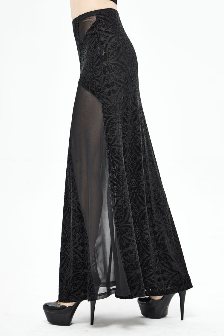 Black High Waisted Jacquard Lace Women's Punk Skirt