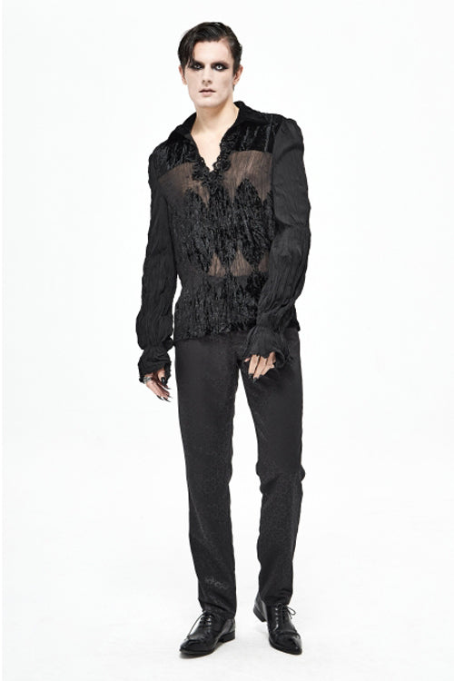 Black Basic Jacquard Diagonal Pocket Three Dimensional Webbing Gothic Mens Pants