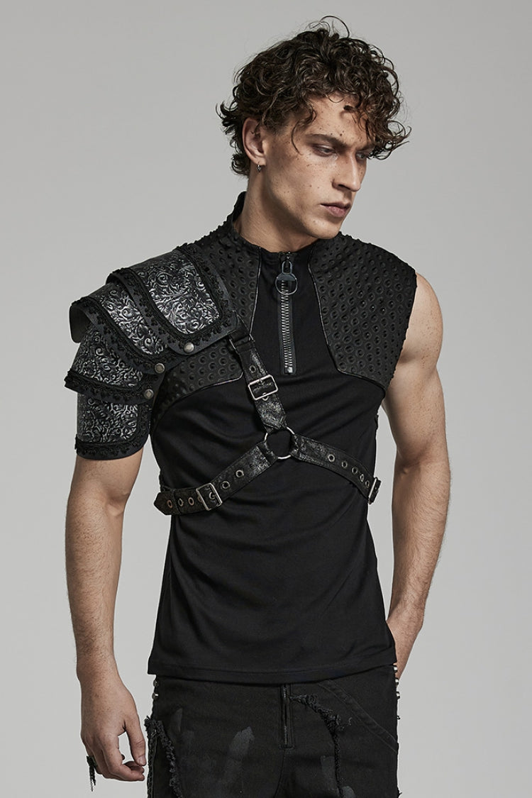 Black Print Embroidery Men's Steampunk Shoulder Harness