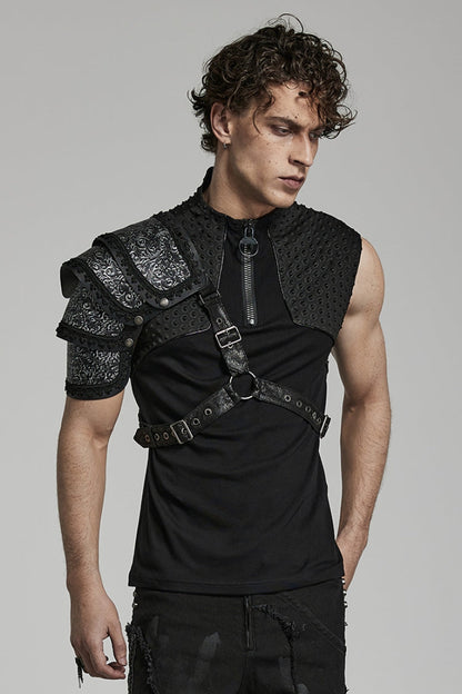 Black Print Embroidery Men's Steampunk Shoulder Harness