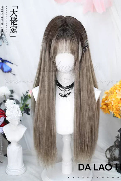 Beige/Gray Gradient Long Straight Sweet Lolita Wigs