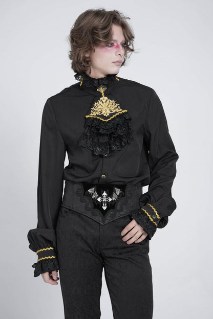Black Embroidered Lace-Up Men's Gothic Accessory  Bat Embroidered Girdle
