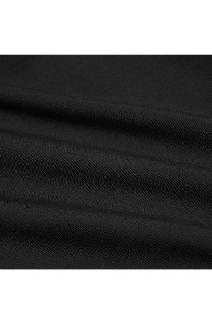 Black High Collar Long Sleeve Front Metal Ring Woven Tape Decoration Irregular Hem Women's Punk T-Shirt